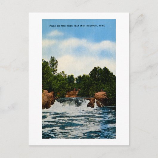 ミシガン州アイアンマウンテンの近くのパイク川の秋 ポストカード (正面)