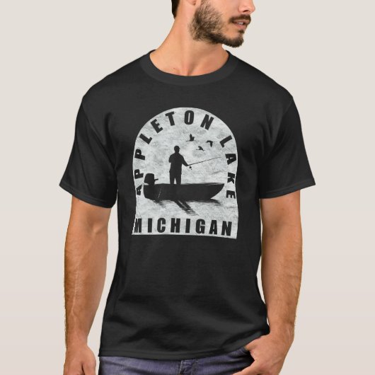 ミシガン州アップルトン湖の釣り Tシャツ (正面)