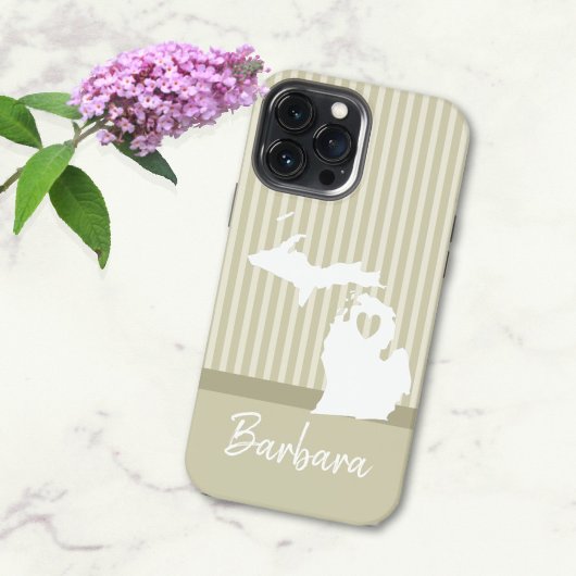  ミシガン州アメリカ合衆国地図カスタムネーム  iPhoneケース