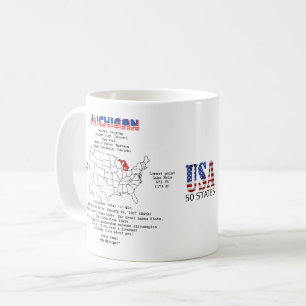 ミシガン州アメリカ州マップと有用な情報 コーヒーマグカップ
