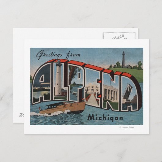 ミシガン州アルペナ – ラージ・レター・シーン ポストカード (正面/裏面)