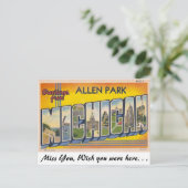 ミシガン州アレン・パークからの挨拶 ポストカード (スタンド正面)