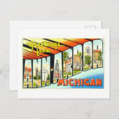 ミシガン州アン・アーバーからのヴィンテージ挨拶 ポストカード (正面/裏面)
