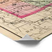 ミシガン州ウェイン郡の地図 ポスター (角)