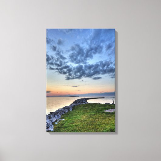 ミシガン州エルクレイクサンセット キャンバスプリント (正面)