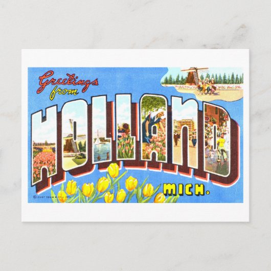 ミシガン州オランダからのヴィンテージ挨拶 ポストカード (正面)