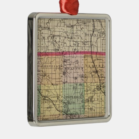 ミシガン州オークランド郡の地図 メタルオーナメント (右)