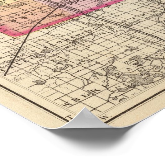 ミシガン州カラマズー郡の地図 ポスター (角)
