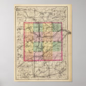 ミシガン州カラマズー郡の地図 ポスター (正面)