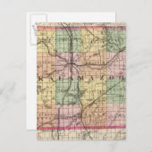 ミシガン州カーラマズー郡の地図 ポストカード (正面/裏面)