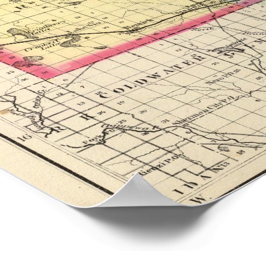 ミシガン州クレアの地図 ポスター (角)