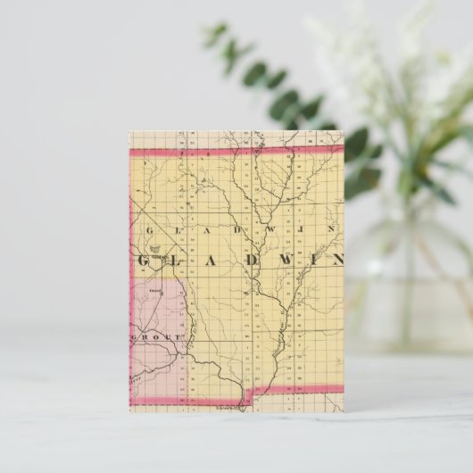 ミシガン州グラドウィン郡の地図 ポストカード (スタンド正面)