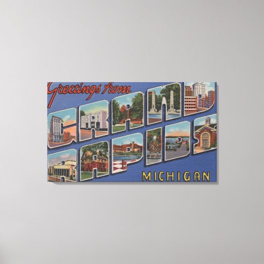 ミシガン州グランドラピッド – ラージレターシーン2 キャンバスプリント (正面)