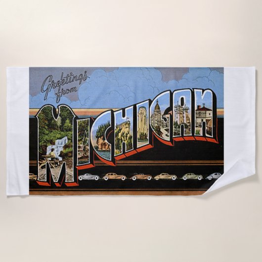 ミシガン州グリーツカラフルアートビーチタオル ビーチタオル (正面)