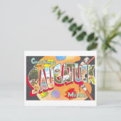 ミシガン州サウガタックからのヴィンテージの挨拶 ポストカード (スタンド正面)