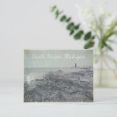 ミシガン州サウスヘイブンのヴィンテージ氷山灯台 ポストカード (スタンド正面)