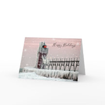 ミシガン州サウスヘイブンの冬の雪の灯台