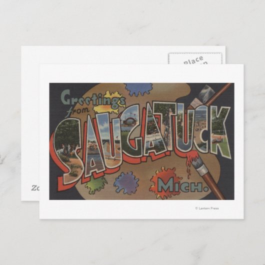 ミシガン州サギノー – ラージレターシーン ポストカード (正面/裏面)