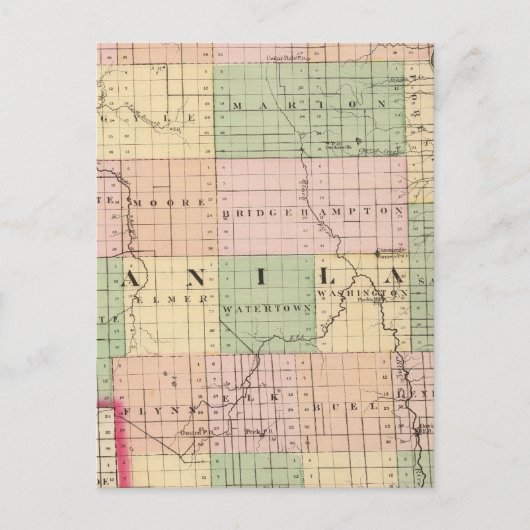 ミシガン州サニラック郡の地図 ポストカード (正面)