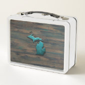 ミシガン州シェイプティール（緑がかった色） メタルランチボックス (裏面)