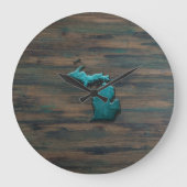 ミシガン州シェイプティール(緑がかった色) ラージ壁時計 (正面)