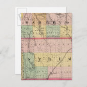 ミシガン州シャルルヴォワとアントリムの地図 ポストカード (正面/裏面)