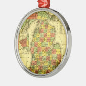 ミシガン州ショーの本当の忠誠MIの1853鮮やかな地図 メタルオーナメント (左)