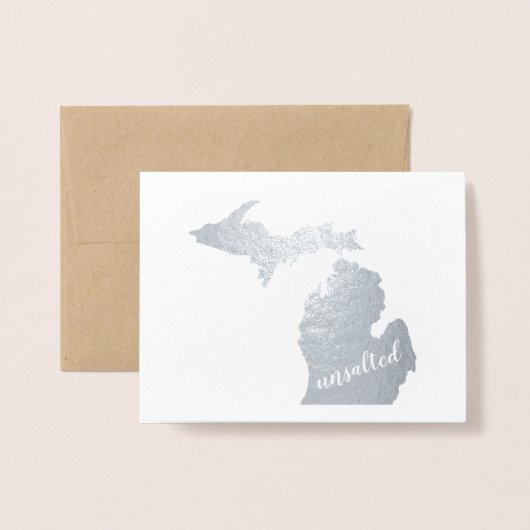 ミシガン州シールとマップ無塩化 箔カード (封筒付き正面)