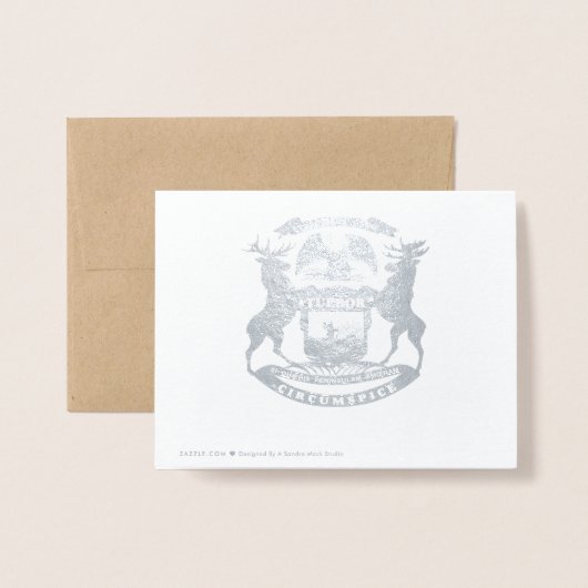 ミシガン州シールとマップ無塩化 箔カード (裏面封筒付き)