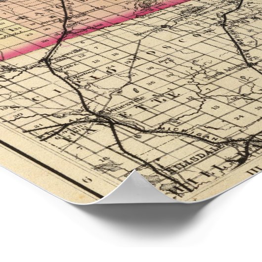 ミシガン州ジャクソン郡の地図 ポスター (角)