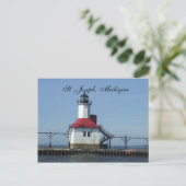 ミシガン州セントジョセフのミシガン湖灯台 ポストカード (スタンド正面)