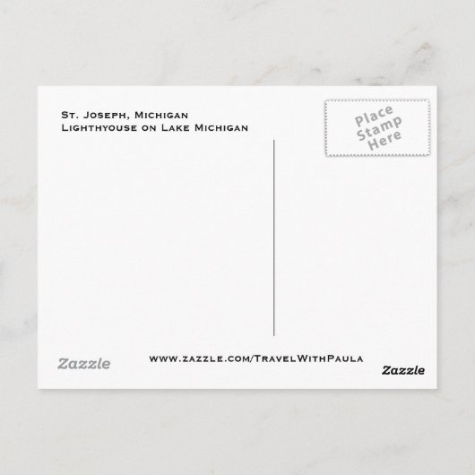 ミシガン州セントジョセフのミシガン湖灯台 ポストカード (裏面)