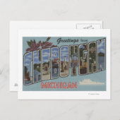 ミシガン州チェボイガン - 大きな文字のシーン ポストカード (正面/裏面)