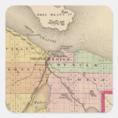 ミシガン州チボイガン郡の地図 スクエアシール (正面)