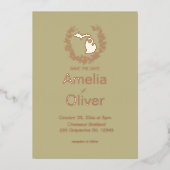 ミシガン州デスティネーションウェディング 箔招待状 (正面)