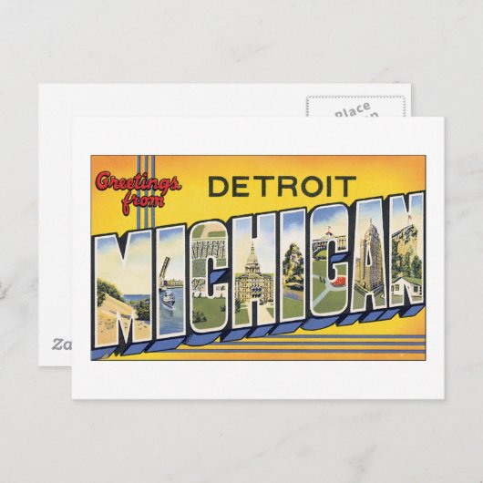 ミシガン州デトロイトからの挨拶 ポストカード (正面/裏面)