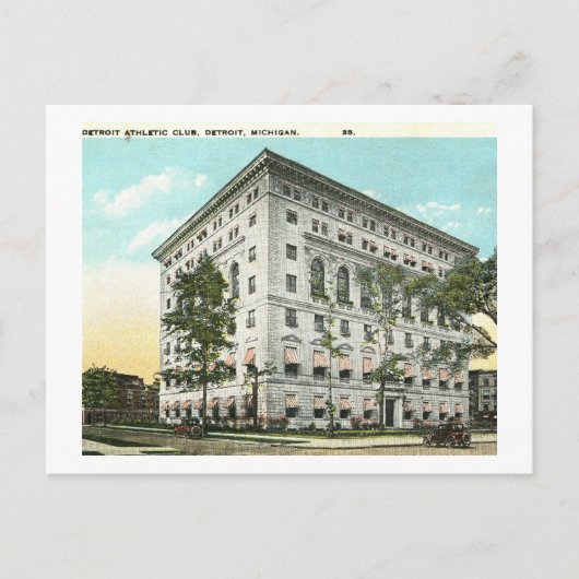 ミシガン州デトロイトのアスレティッククラブヴィンテージ ポストカード (正面)