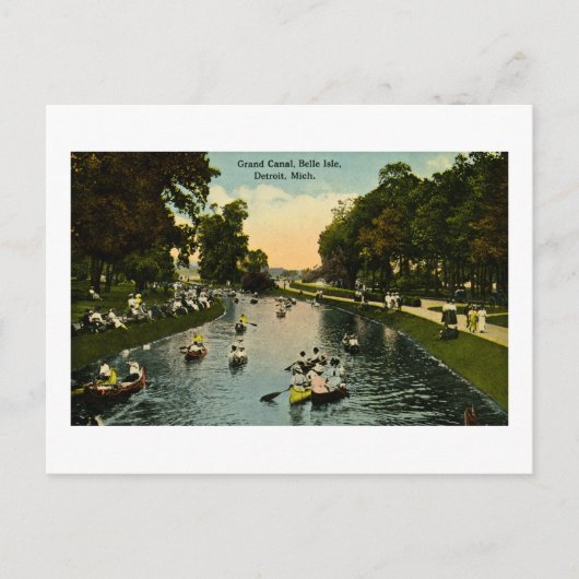 ミシガン州デトロイトのグランドカナルベルアイル ポストカード (正面)