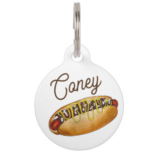 ミシガン州デトロイトのコンニーアイランド ホットドッグ ペット ネームタグ