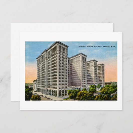 ミシガン州デトロイトのゼネラルモーターズ建物 ポストカード (正面/裏面)