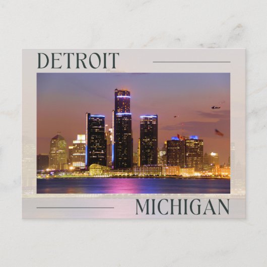 ミシガン州デトロイトのナイトライフを受け入れる ポストカード (正面)