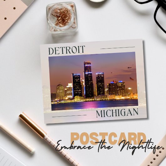 ミシガン州デトロイトのナイトライフを受け入れる ポストカード