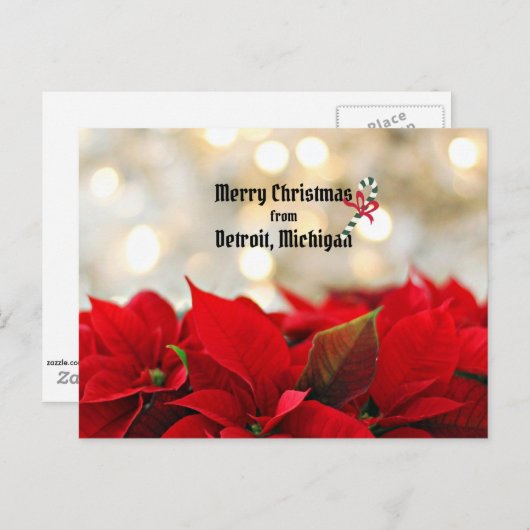 ミシガン州デトロイトのメリークリスマス ポストカード (正面/裏面)