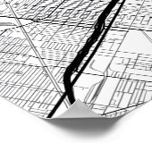 ミシガン州デトロイトの地図+場所を示す ポスター (角)