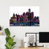 ミシガン州デトロイトの落書き ポスター (ホームオフィス)