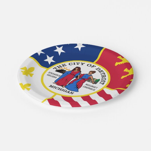 ミシガン州デトロイト国旗紙プレート ペーパープレート (アングル)