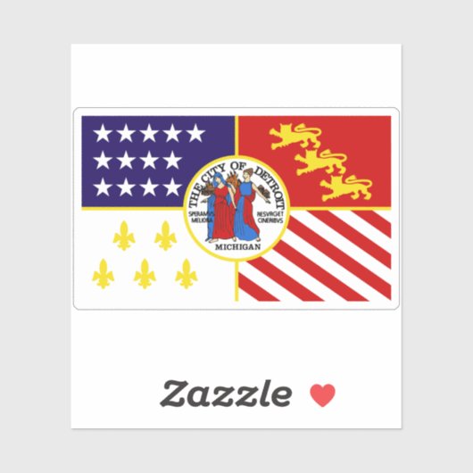 ミシガン州デトロイト国旗(1976年~2000年) シール (シート)