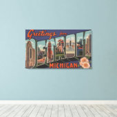 ミシガン州デトロイト – ラージ・レター・シーン キャンバスプリント (インサイチュ (ウッドフロア))