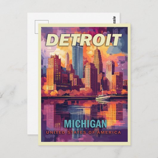 ミシガン州デトロイト | ヴィンテージ旅行 ポストカード (正面/裏面)