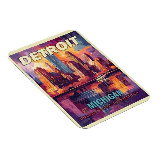 ミシガン州デトロイト | ヴィンテージ旅行 マグネット (右側)